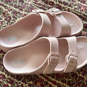 Chic Pink Buckle Slide Sandals